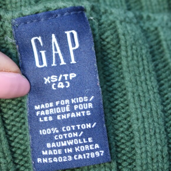 GAP Kids Green Wide Ribbed 1/4 Zip Cotton Sweater Sz 4 - Picture 4 of 4